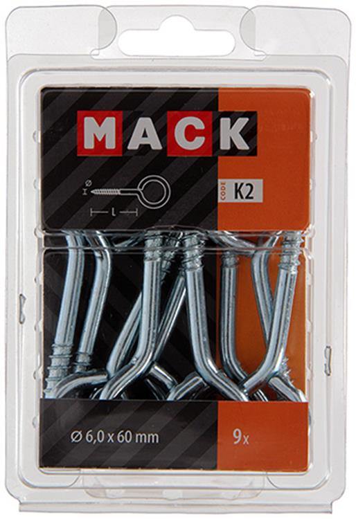 Mack 1018139 - oeil à vis en acier galvanisé 9 pcs 6,0 x 60 mm | 5 pièces