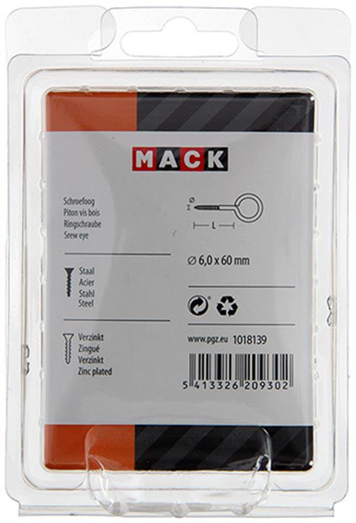 Mack 1018139 - oeil à vis en acier galvanisé 9 pcs 6,0 x 60 mm | 5 pièces