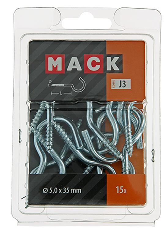 Mack 1018141 - crochet à vis en acier galvanisé 15 pièces 5,0 x 35 mm | 5 pièces