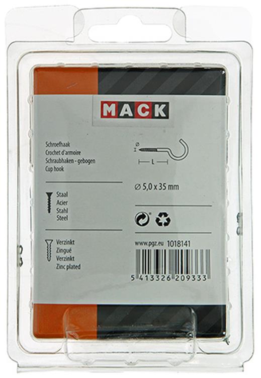 Mack 1018141 - crochet à vis en acier galvanisé 15 pièces 5,0 x 35 mm | 5 pièces