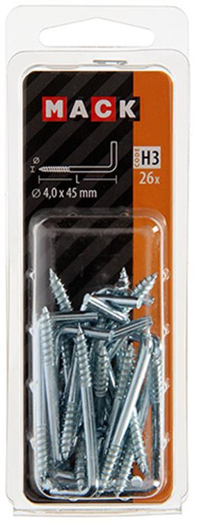 Mack 1018145 - vis à pouce en acier galvanisé 26 pcs 4,0 x 45 mm | 5 pièces