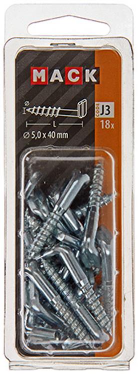 Mack 1018149 - vis à oreilles avec fente galvanisée 18 pcs 5,0 x 40 mm | 5 pièces