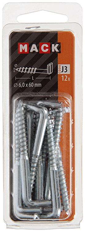 Mack 1018151 - vis à oreilles avec fente galvanisée 12 pcs 6,0 x 60 mm | 5 pièces