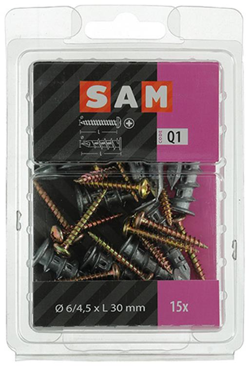 Mack 1018161 - bouchon de perçage pour plaques de plâtre + vis. zamac 15pcs 6 x 38 mm | 5 pièces