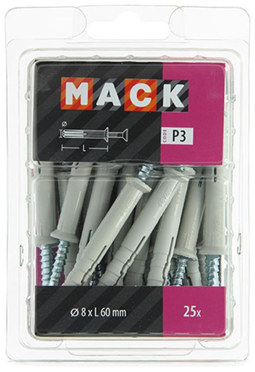 Mack 1018167 - bouchon à clous en nylon polyamide 25 pièces 8 x 60 mm | 3 pièces