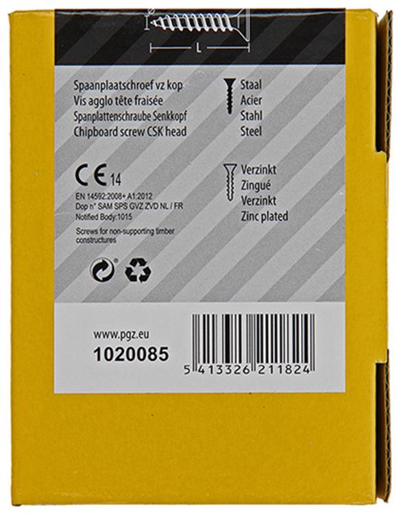 Mack 1020085 - vis pour panneaux d'aggloméré avec tête jaune avec 200 pièces 3,5 x 35 mm | 5 pièces