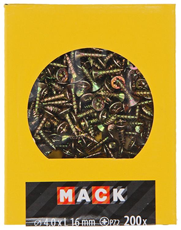 Mack 1020089 - vis pour panneaux d'aggloméré avec tête jaune avec 200 pièces 4,0 x 16 mm | 5 pièces