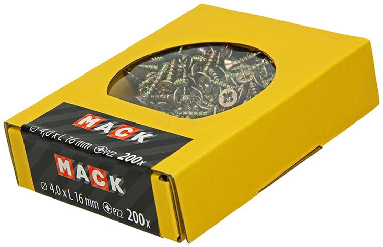Mack 1020089 - vis pour panneaux d'aggloméré avec tête jaune avec 200 pièces 4,0 x 16 mm | 5 pièces