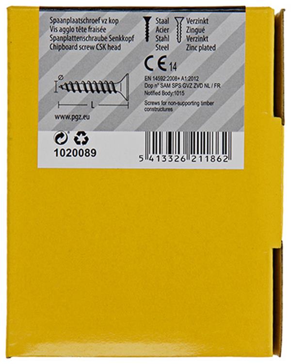 Mack 1020089 - vis pour panneaux d'aggloméré avec tête jaune avec 200 pièces 4,0 x 16 mm | 5 pièces