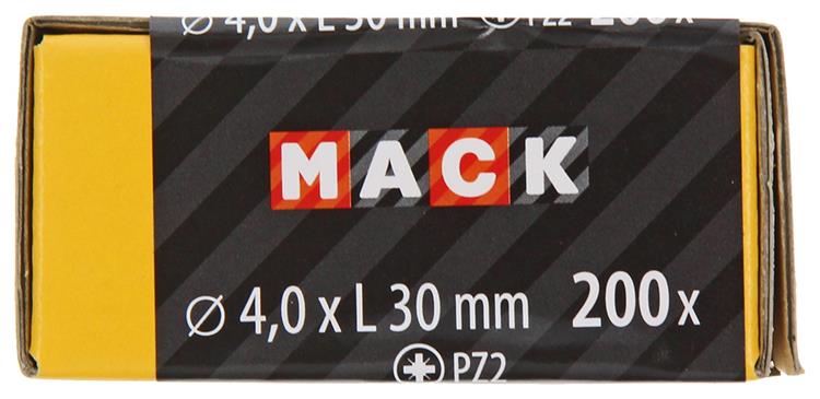 Mack 1020092 - vis pour panneaux d'aggloméré avec tête jaune avec 200 pièces 4,0 x 30 mm | 5 pièces