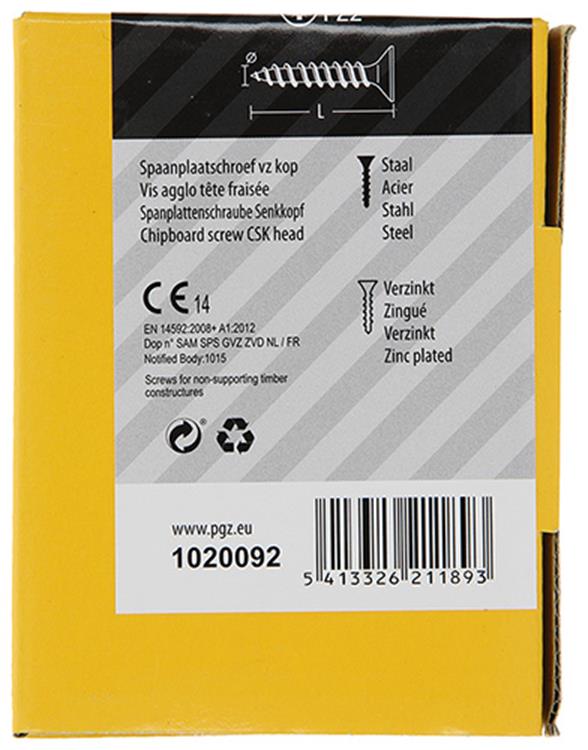 Mack 1020092 - vis pour panneaux d'aggloméré avec tête jaune avec 200 pièces 4,0 x 30 mm | 5 pièces