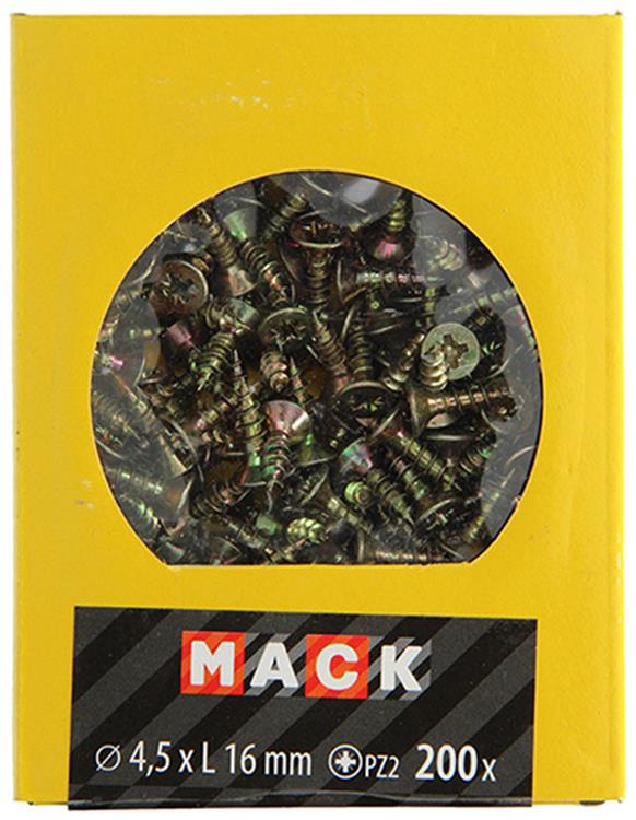 Mack 1020099 - vis pour panneaux d'aggloméré avec tête jaune avec 200 pièces 4,5 x 16 mm | 5 pièces
