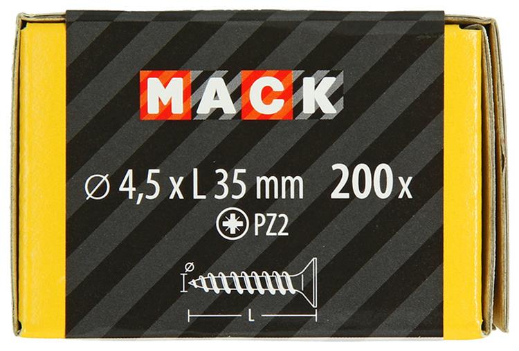 Mack 1020103 - vis pour panneaux d'aggloméré avec tête jaune avec 200 pièces 4,5 x 35 mm | 5 pièces