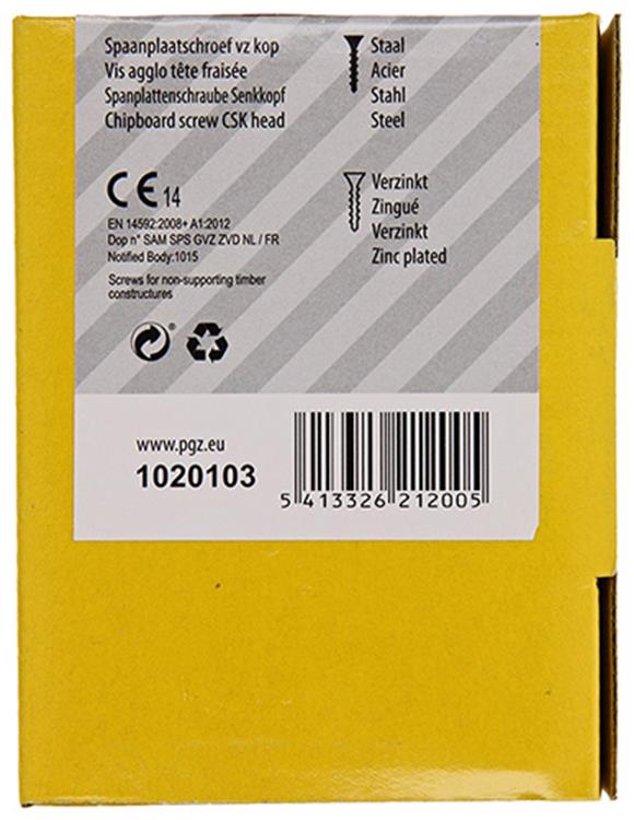Mack 1020103 - vis pour panneaux d'aggloméré avec tête jaune avec 200 pièces 4,5 x 35 mm | 5 pièces