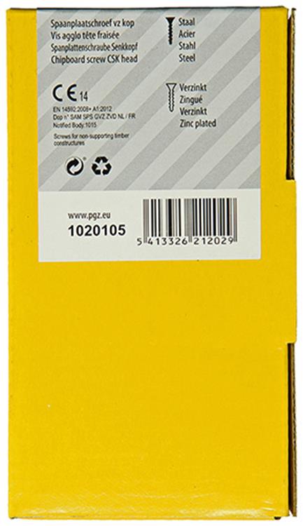 Mack 1020105 - vis pour panneaux d'aggloméré avec tête jaune avec 200 pièces 4,5 x 45 mm | 3 pièces