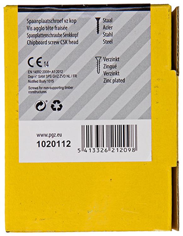 Mack 1020112 - vis pour panneaux d'aggloméré tête VZ jaune VZ 200 pcs 5,0 x 35 mm | 5 pièces