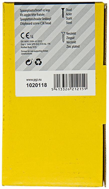 Mack 1020118 - vis pour panneaux d'aggloméré avec tête jaune vz 100 pcs 5,0 x 80 mm | 3 pièces