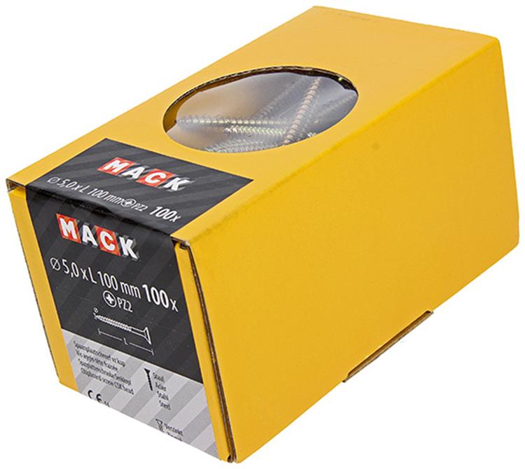 Mack 1020120 - vis pour panneaux d'aggloméré avec tête jaune avec 100 pièces 5,0 x 100 mm | 2 pièces