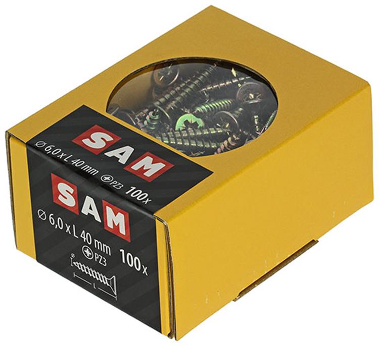 Mack 1020121 - vis pour panneaux d'aggloméré avec tête jaune avec 100 pièces 6,0 x 40 mm | 5 pièces