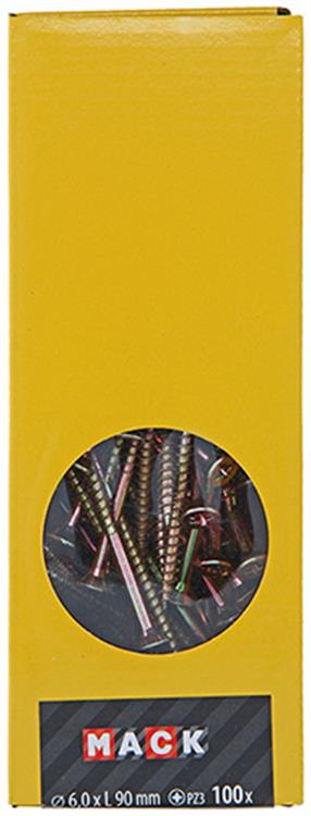 Mack 1020126 - vis pour panneaux d'aggloméré avec tête jaune avec 100 pièces 6,0 x 90 mm | 1 pièce