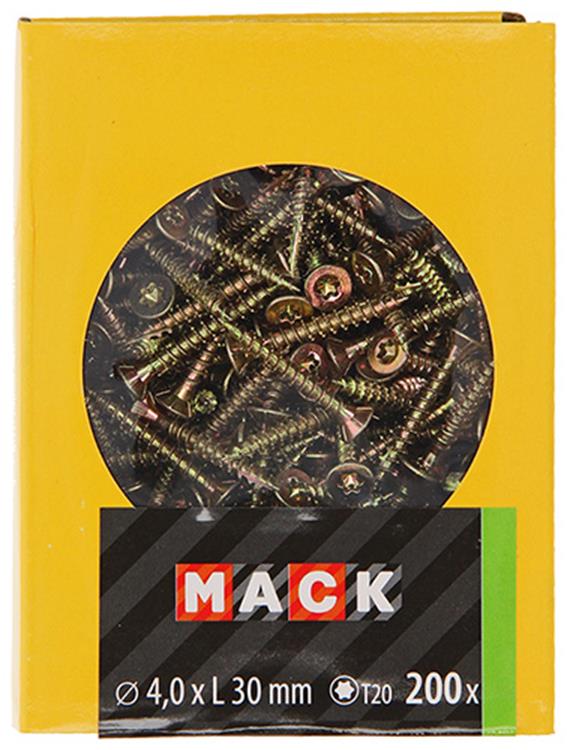 Mack 1020137 - vis pour panneaux d'aggloméré vz kp-self-lockinggvz 200pcs 4,0 x 30 mm | 5 pièces