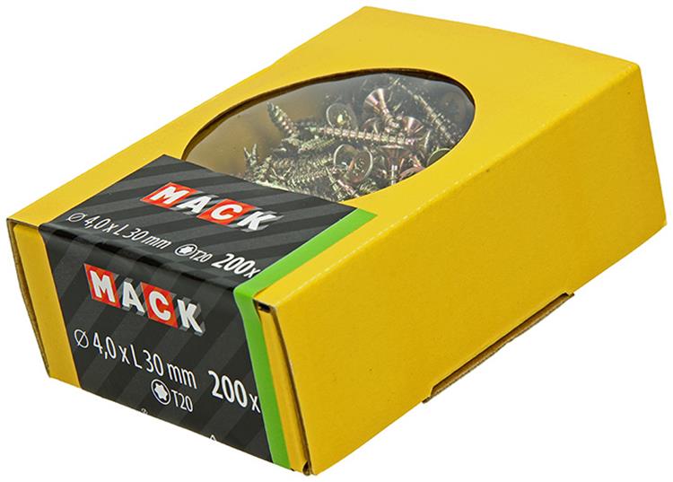 Mack 1020137 - vis pour panneaux d'aggloméré vz kp-self-lockinggvz 200pcs 4,0 x 30 mm | 5 pièces