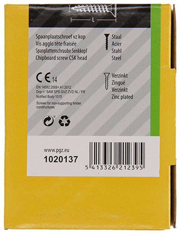 Mack 1020137 - vis pour panneaux d'aggloméré vz kp-self-lockinggvz 200pcs 4,0 x 30 mm | 5 pièces