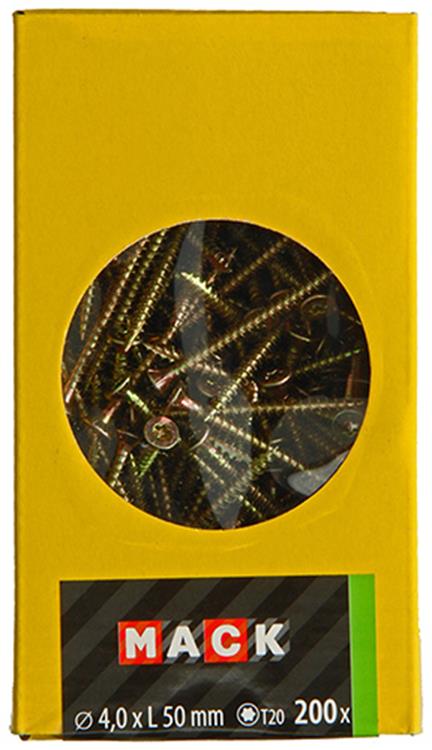 Mack 1020141 - vis pour panneaux d'aggloméré vz kp-self-lockinggvz 200pcs 4,0 x 50 mm | 3 pièces