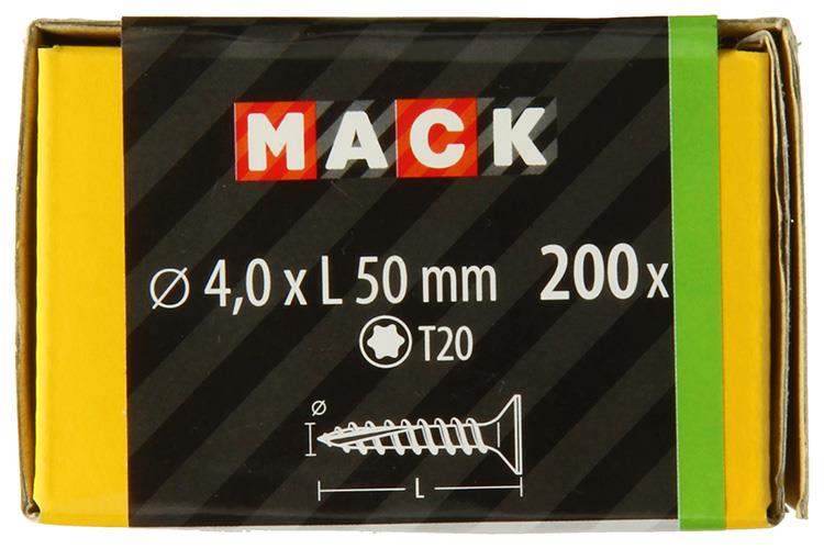 Mack 1020141 - vis pour panneaux d'aggloméré vz kp-self-lockinggvz 200pcs 4,0 x 50 mm | 3 pièces