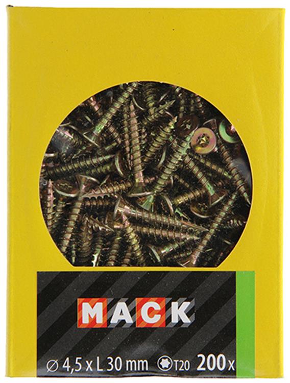 Mack 1020143 - vis pour panneaux d'aggloméré vz kp-self-lockinggvz 200pcs 4,5 x 30 mm | 5 pièces