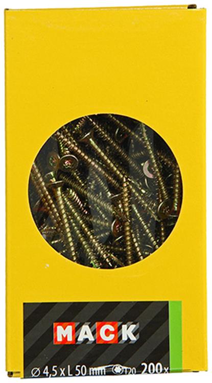 Mack 1020147 - vis pour panneaux d'aggloméré vz kp-self-lockinggvz 200pcs 4,5 x 50 mm | 2 pièces