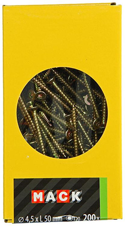 Mack 1020147 - vis pour panneaux d'aggloméré vz kp-self-lockinggvz 200pcs 4,5 x 50 mm | 2 pièces
