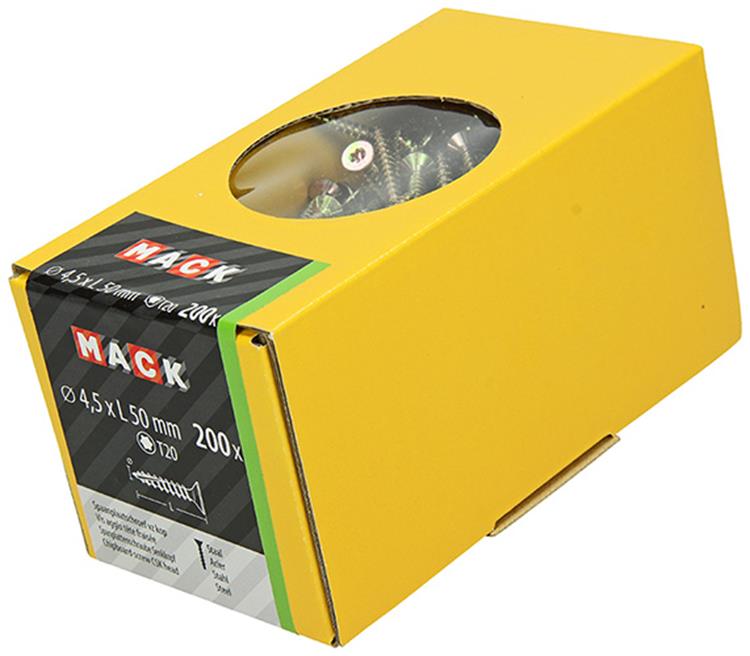 Mack 1020147 - vis pour panneaux d'aggloméré vz kp-self-lockinggvz 200pcs 4,5 x 50 mm | 2 pièces