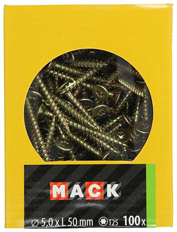 Mack 1020152 - vis pour panneaux d'aggloméré vz kp-self-lockinggvz 100pcs 5,0 x 50 mm | 5 pièces