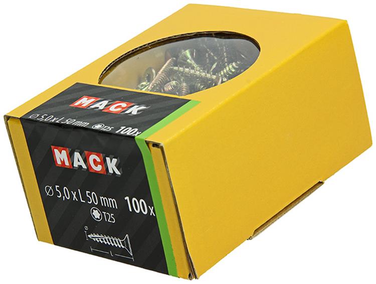 Mack 1020152 - vis pour panneaux d'aggloméré vz kp-self-lockinggvz 100pcs 5,0 x 50 mm | 5 pièces