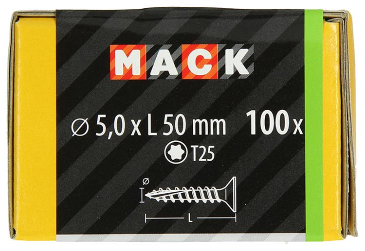 Mack 1020152 - vis pour panneaux d'aggloméré vz kp-self-lockinggvz 100pcs 5,0 x 50 mm | 5 pièces