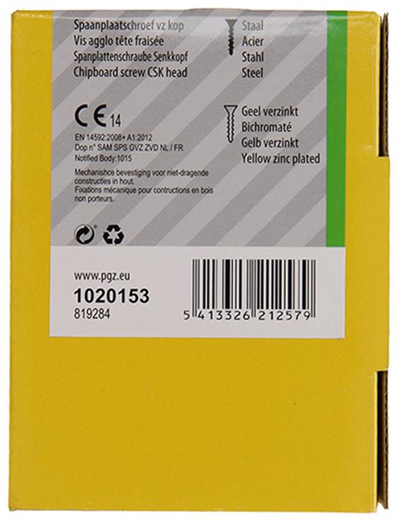 Mack 1020153 - vis pour panneaux d'aggloméré vz kp-self-lockinggvz 100pcs 5,0 x 60 mm | 5 pièces