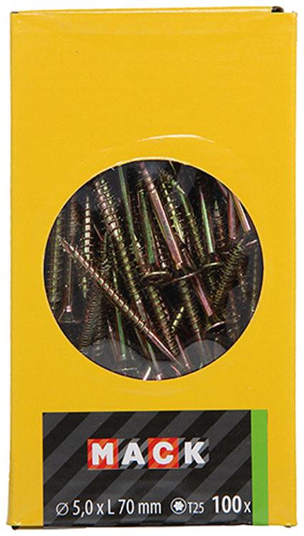 Mack 1020154 - vis pour panneaux d'aggloméré vz kp-self-lockinggvz 100pcs 5,0 x 70 mm | 3 pièces