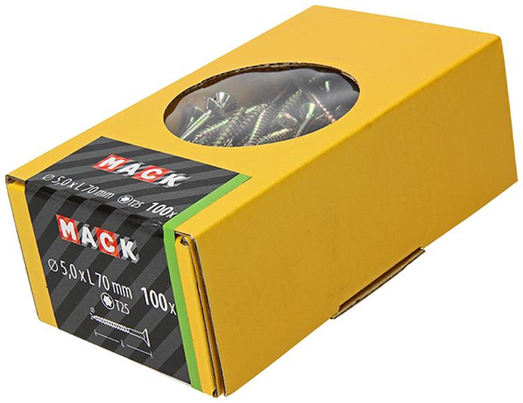 Mack 1020154 - vis pour panneaux d'aggloméré vz kp-self-lockinggvz 100pcs 5,0 x 70 mm | 3 pièces