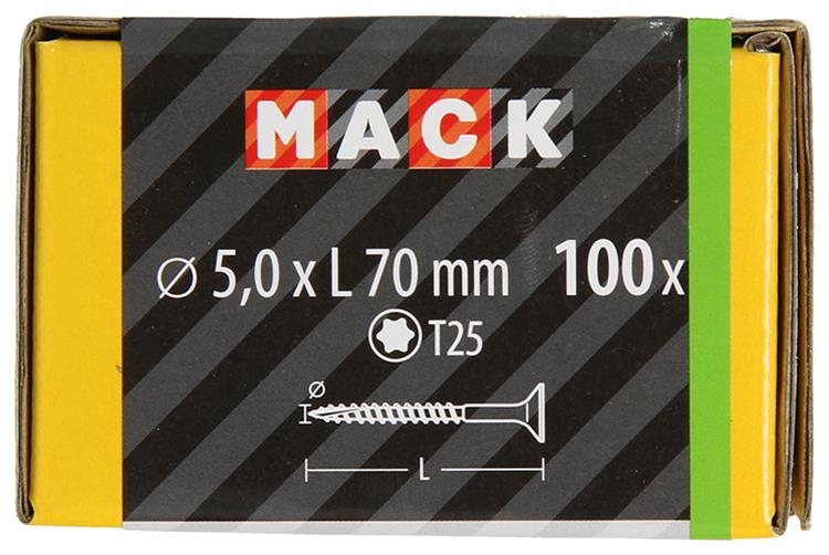 Mack 1020154 - vis pour panneaux d'aggloméré vz kp-self-lockinggvz 100pcs 5,0 x 70 mm | 3 pièces