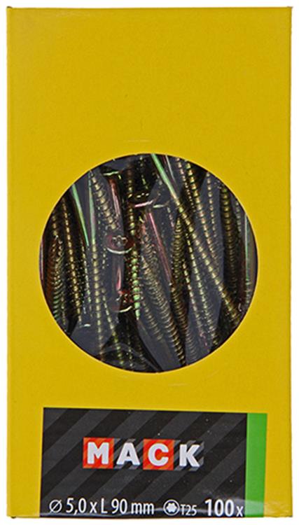 Mack 1020156 - vis pour panneaux d'aggloméré vz kp-self-lockinggvz 100pcs 5,0 x 90 mm | 2 pièces