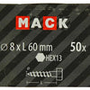 Mack 1020176 - boulon fileté à bois galvanisé 50 pcs 8 x 60 mm | 3 pièces
