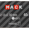 Mack 1020178 - boulon fileté à bois galvanisé 40 pièces 8 x 80 mm | 3 pièces