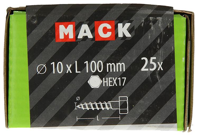 Mack 1020182 - boulon fileté à bois galvanisé 25 pièces 10 x 100 mm | 3 pièces