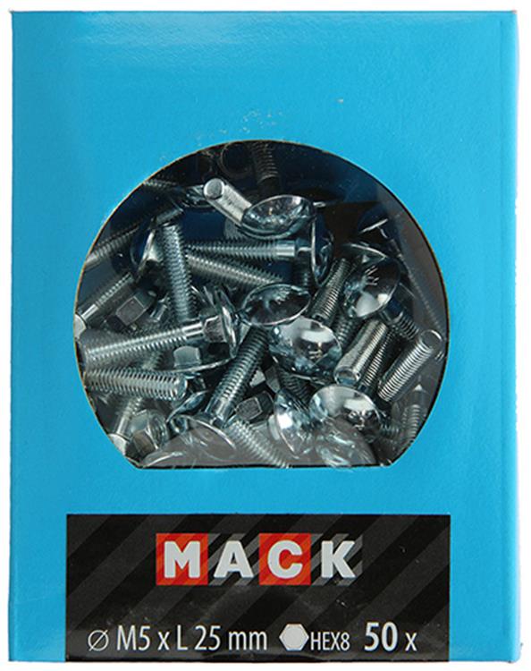 Mack 1020191 - boulon à bois + écrou galvanisé 50 stm5 x 25 mm | 5 pièces