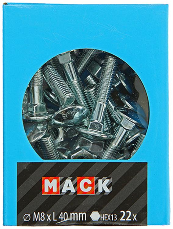 Mack 1020205 - boulon à bois + écrou galvanisé 22 stm8 x 40 mm | 5 pièces