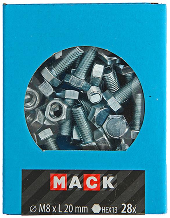 Mack 1020219 - boulon de robinet + écrou galvanisé 28 pcs m8 x 20 mm | 5 pièces