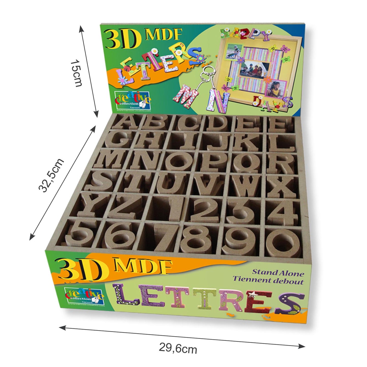 Vaessen creative • présentoir mdf chiffres lettres 4,5cm