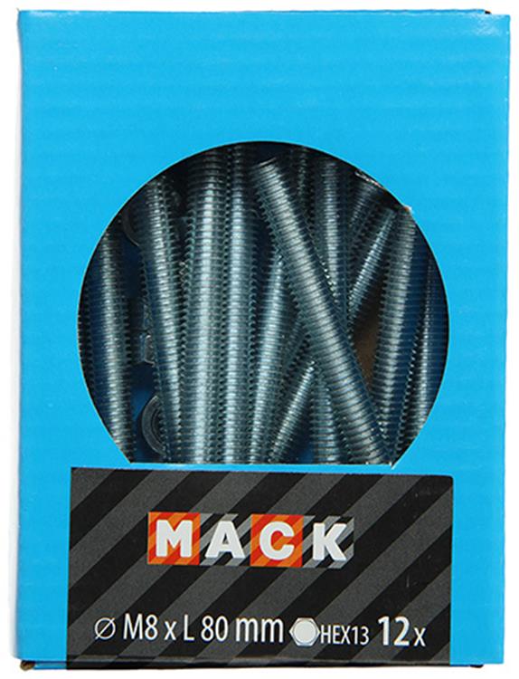 Mack 1020223 - boulon de robinet + écrou galvanisé 12 pcs m8 x 80 mm | 5 pièces