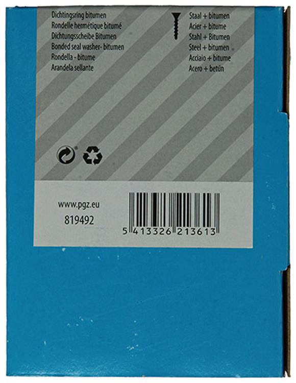 Mack 1020225 - bague d'étanchéité bitume galvanisé100 pcs 8,0 x 30 mm | 5 pièces